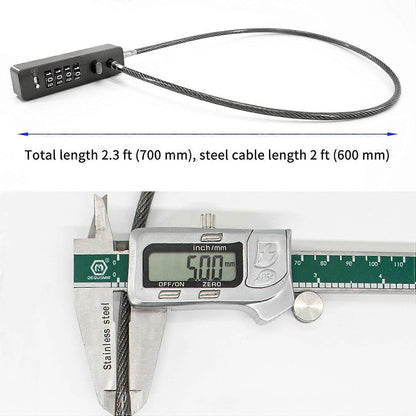 Steel Cable Combo Lock - Weatherproof Travel Luggage Security Lock V1263-JX-4074