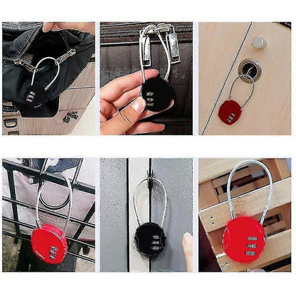 3-Digit Mini Combo Padlock - Resettable Luggage Lock for Travel V1263-JX-4077