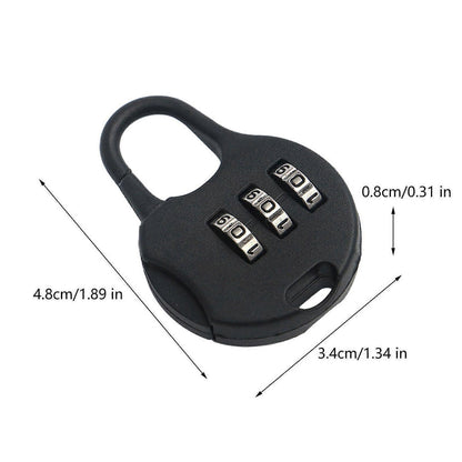 Black 3-Digit Combo Padlock - Drawer & Luggage Lock for Home V1263-JX-4078
