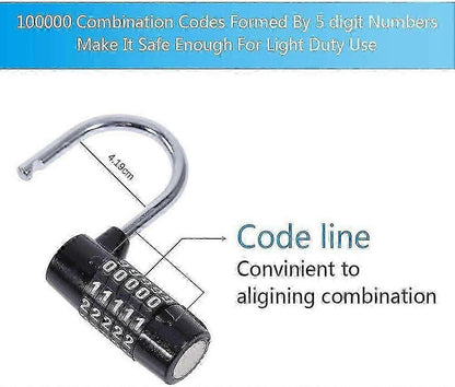 2pcs 5-Digit Combo Padlock - High Security Luggage Locks V1263-JX-4082