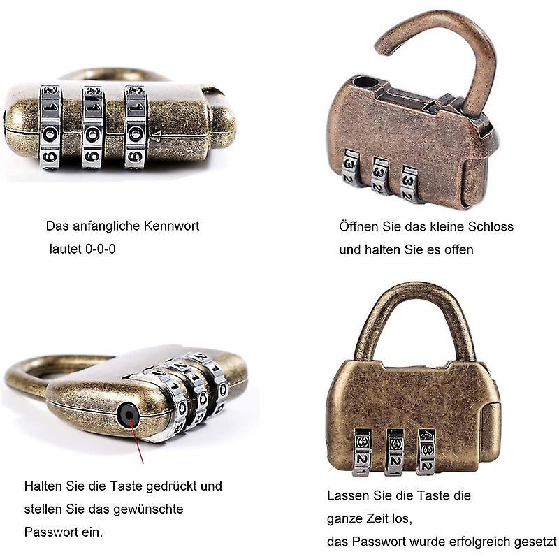 4pcs Vintage Mini Padlock - Diary & Luggage Combo Lock Set V1263-JX-4083