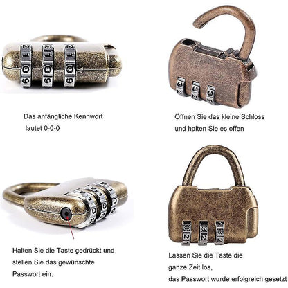 4pcs Vintage Mini Padlock - Diary & Luggage Combo Lock Set V1263-JX-4083