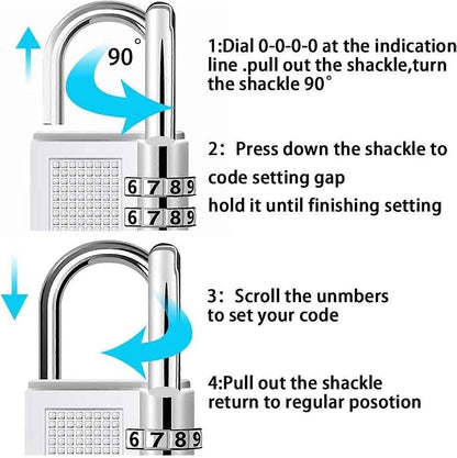 4-Digit Zinc Alloy Combo Padlock - Silver Travel Luggage Lock V1263-JX-4084