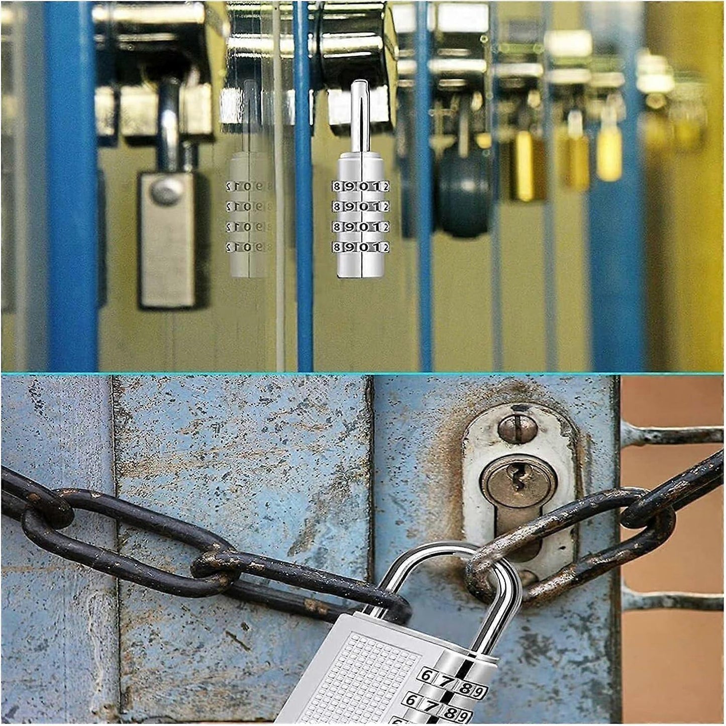 4-Digit Zinc Alloy Combo Padlock - Silver Travel Luggage Lock V1263-JX-4084