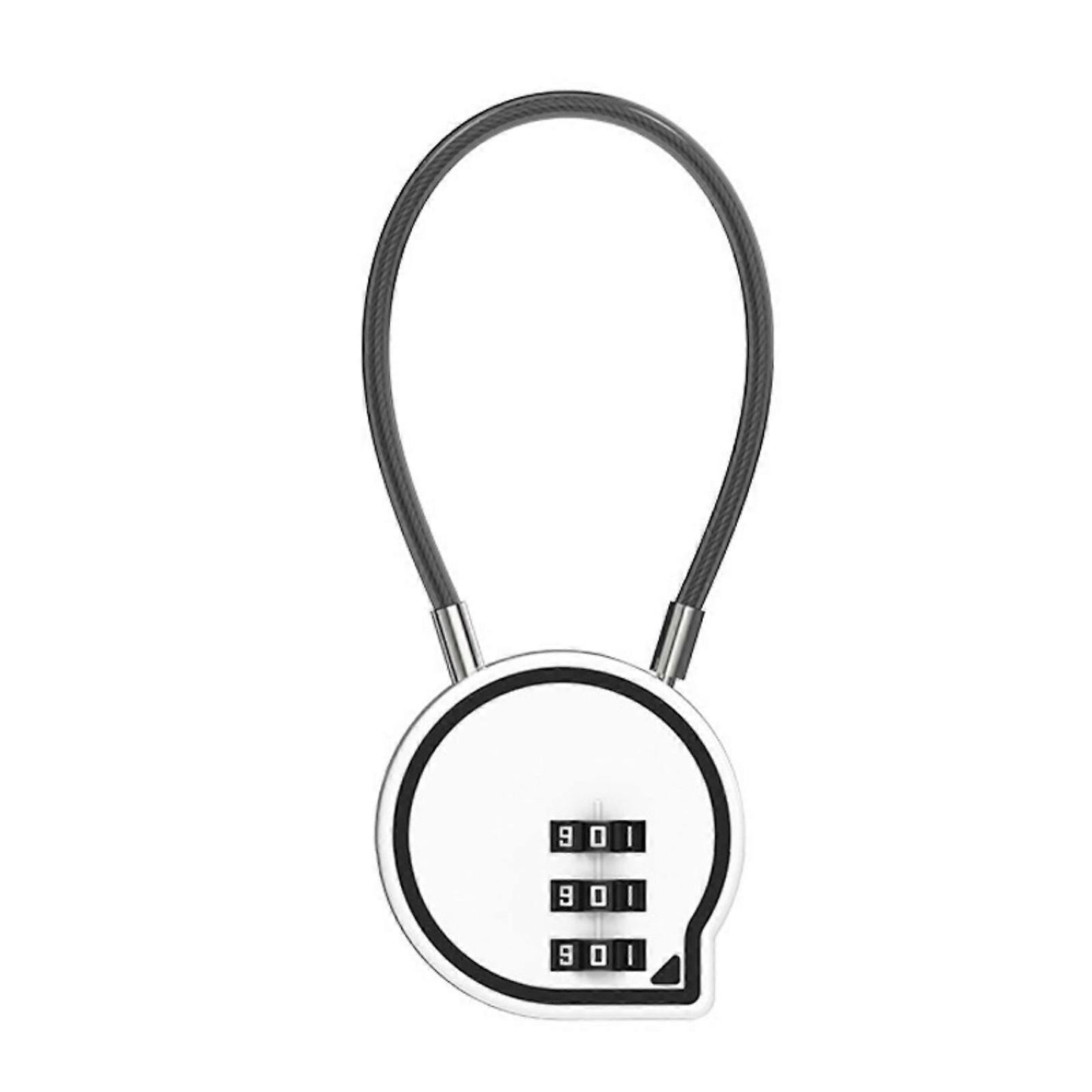 3-Digit Cable Lock - Anti-Theft Luggage Lock for Suitcase/Backpack (White) V1263-JX-4089