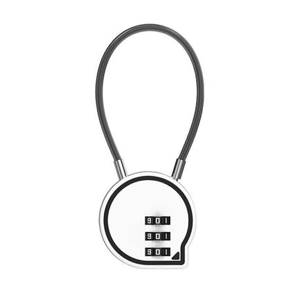 3-Digit Cable Lock - Anti-Theft Luggage Lock for Suitcase/Backpack (White) V1263-JX-4089