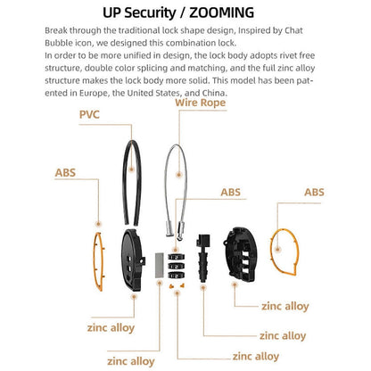 3-Digit Cable Lock - Anti-Theft Luggage Lock for Suitcase/Backpack (White) V1263-JX-4089
