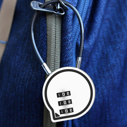 3-Digit Cable Lock - Anti-Theft Luggage Lock for Suitcase/Backpack (White) V1263-JX-4089