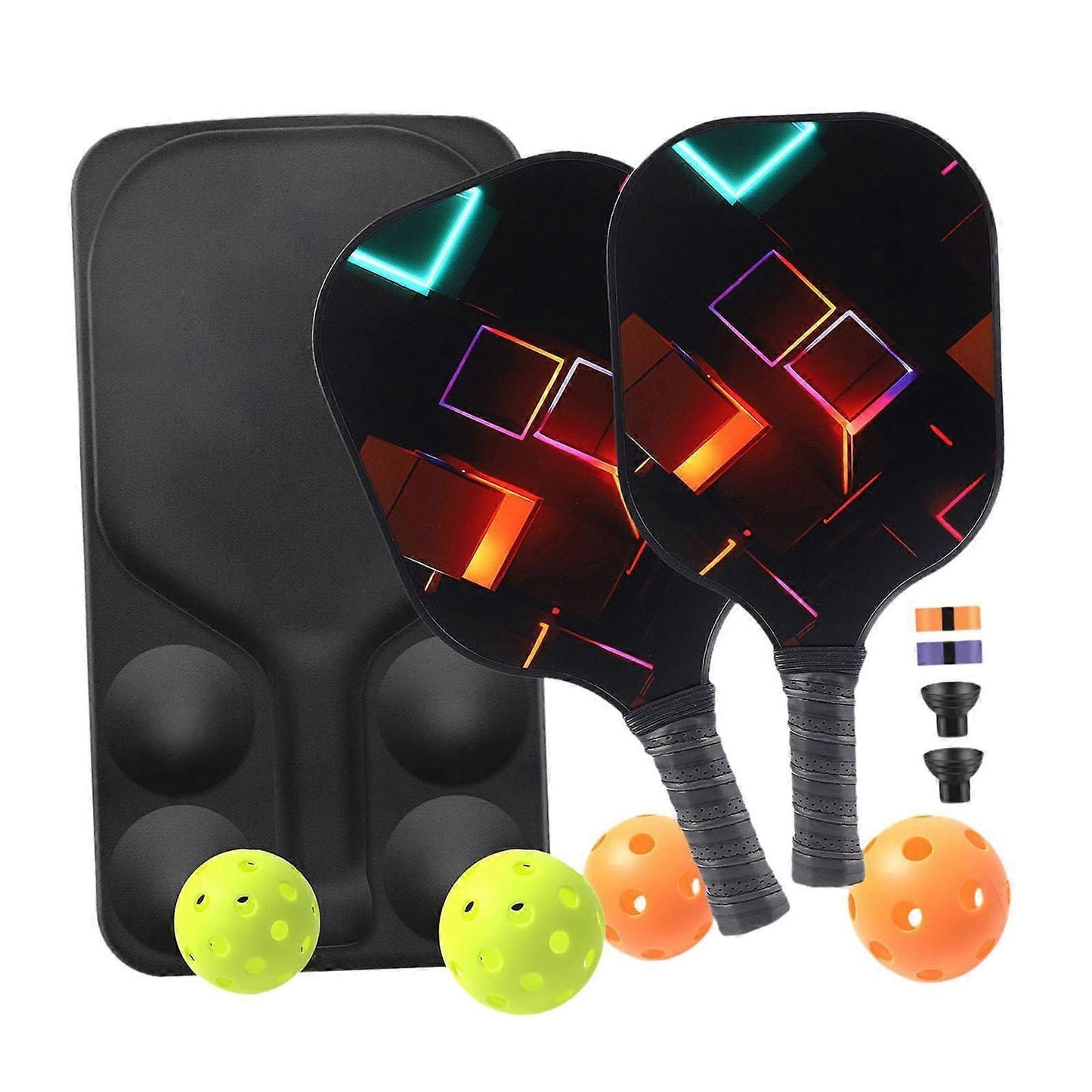 Pickleball Rackets Set with Ergonomic Fiberglass Grip, Gym Gift for Adults V1263-JX-4120