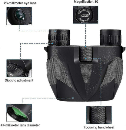 10x25 Binoculars with Strap Compact Lightweight Binoculars for Travel V1263-JX-4139