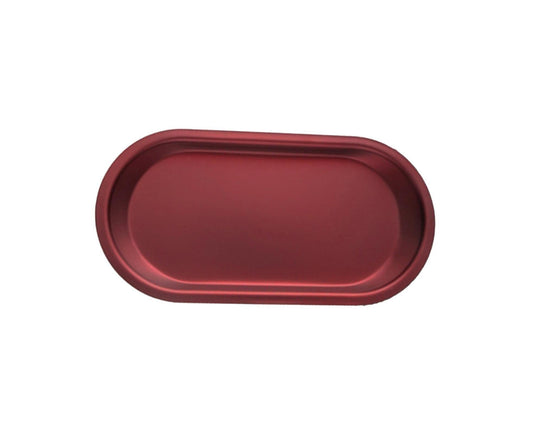 Storage Tray Mini Portable Oval Stainless Steel Towel Tray for Household-Red L V1263-JX-414