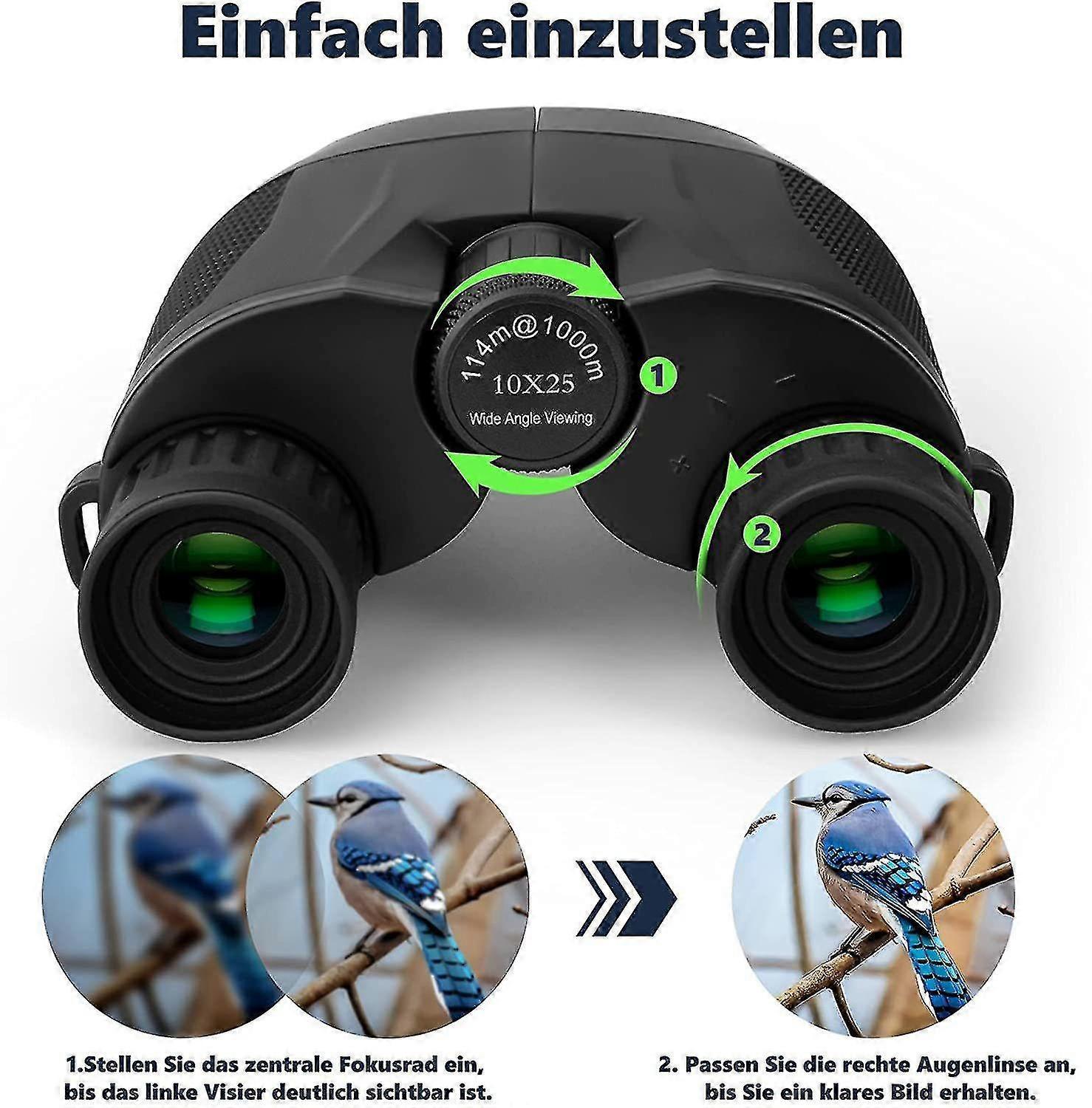 10x25 HD Binoculars with Vis Technology Compact Lightweight Outdoor Viewing V1263-JX-4142