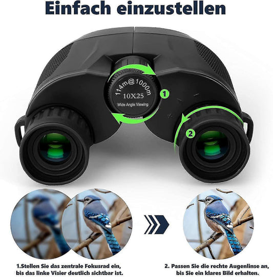 10x25 HD Binoculars with Vis Technology Compact Lightweight Outdoor Viewing V1263-JX-4142