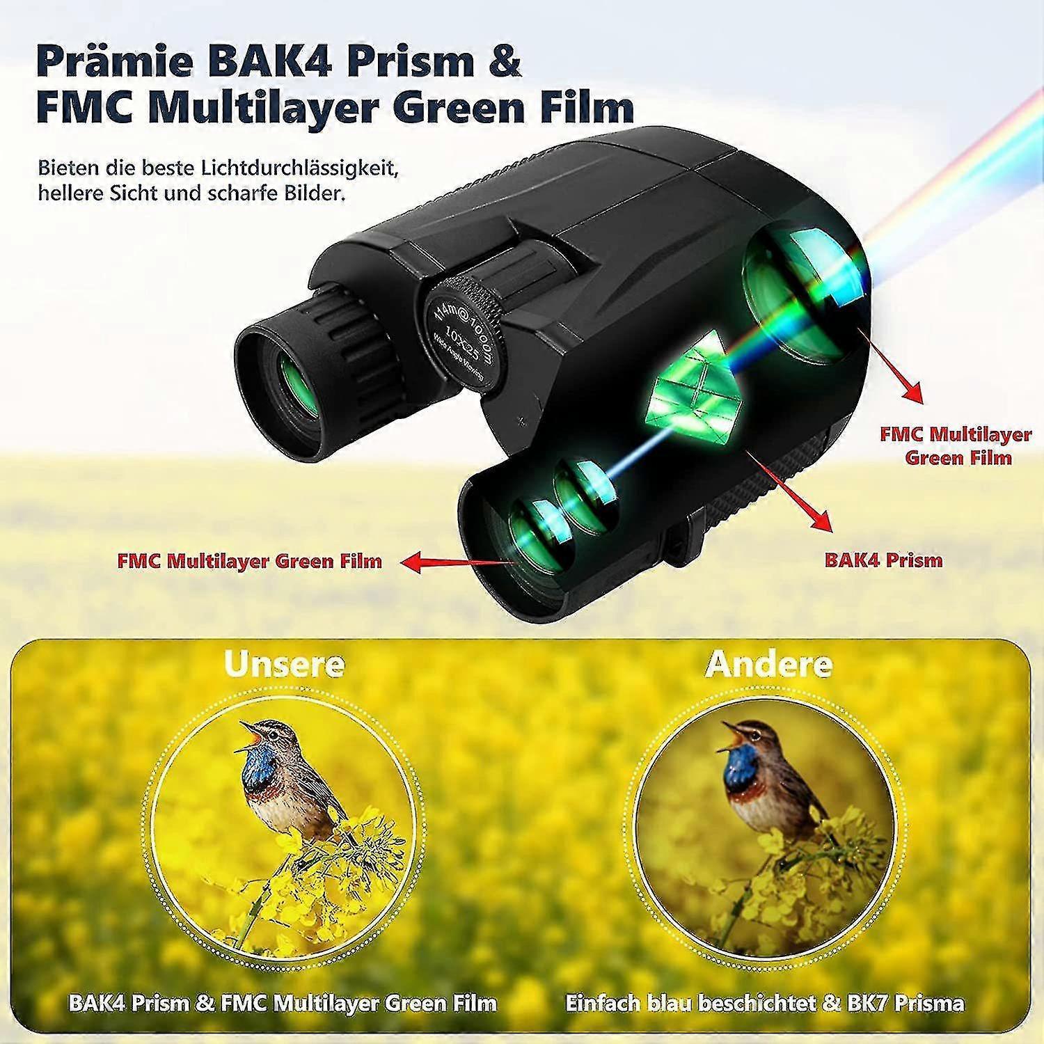 10x25 HD Binoculars with Vis Technology Compact Lightweight Outdoor Viewing V1263-JX-4142