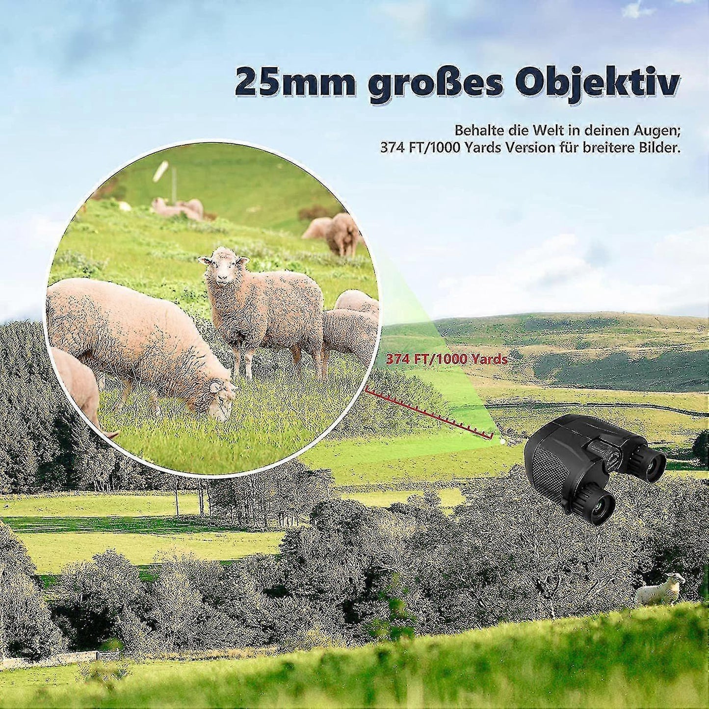 10x25 HD Binoculars with Vis Technology Compact Lightweight Outdoor Viewing V1263-JX-4142