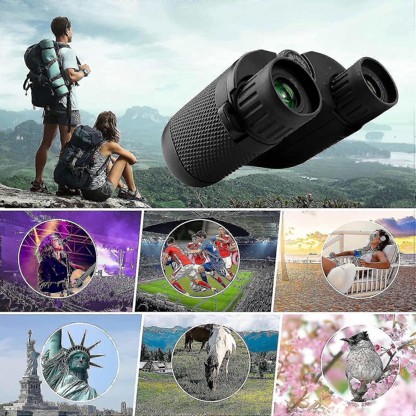 10x25 HD Binoculars with Vis Technology Compact Lightweight Outdoor Viewing V1263-JX-4142