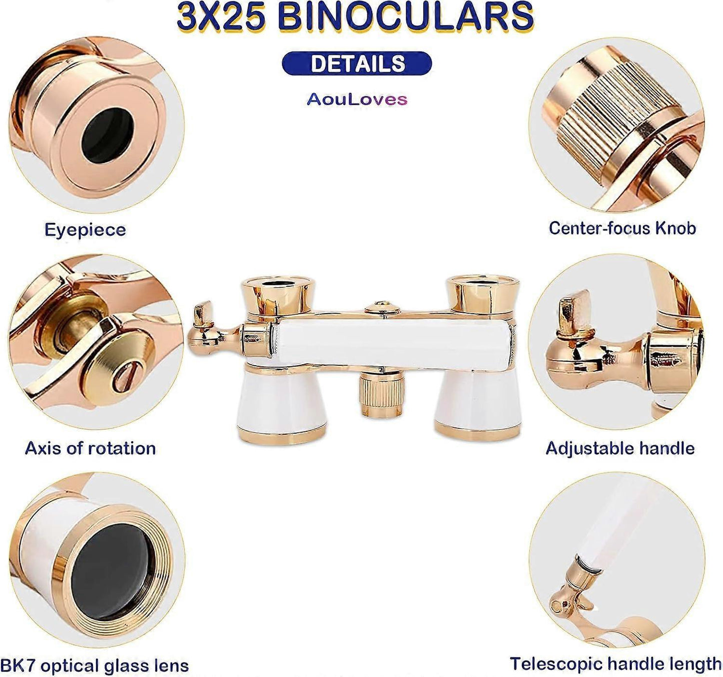 Opera Binoculars 3x25 Glasses Compact Telescope for Concerts and Travel V1263-JX-4146