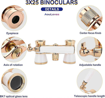 Opera Binoculars 3x25 Glasses Compact Telescope for Concerts and Travel V1263-JX-4146