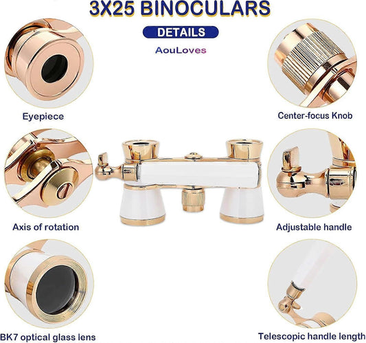 Opera Binoculars 3x25 Glasses Compact Telescope for Concerts and Travel V1263-JX-4146