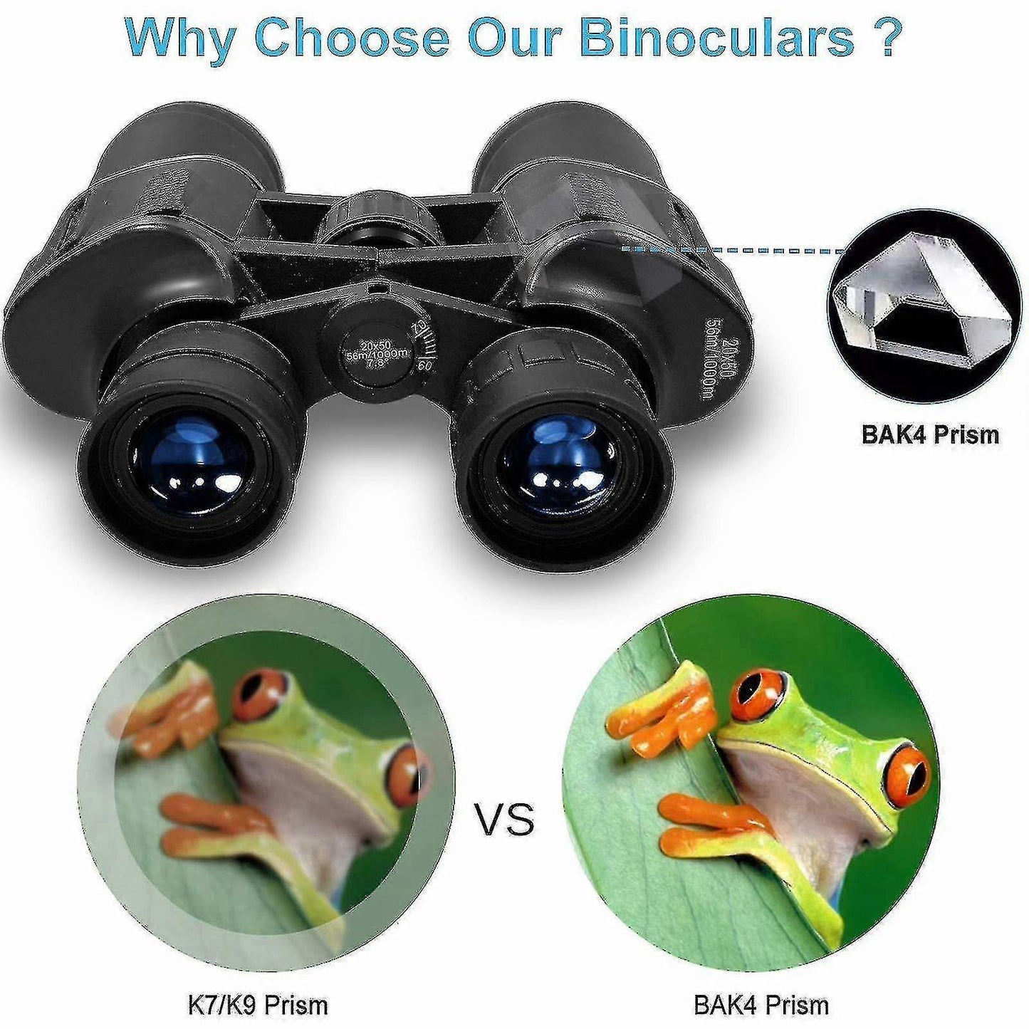 20x50 HD Binoculars Compact BaK4 Prism High Power Outdoor Optics V1263-JX-4151