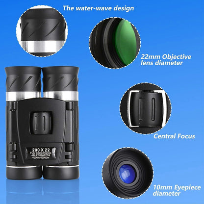 200x22 HD Binoculars for Adults High Power Compact Travel Bird Watching Binoculars V1263-JX-4153