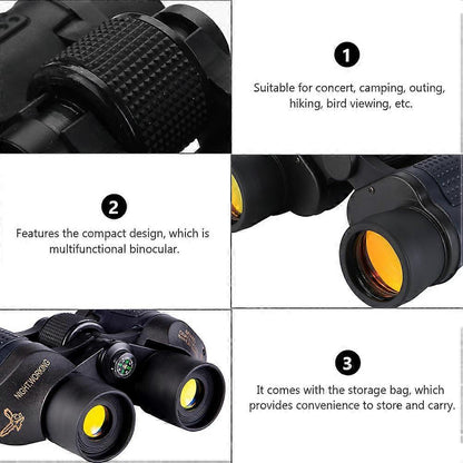 60x60 Compact Binoculars for Outdoor Activities High Power Binocular V1263-JX-4155