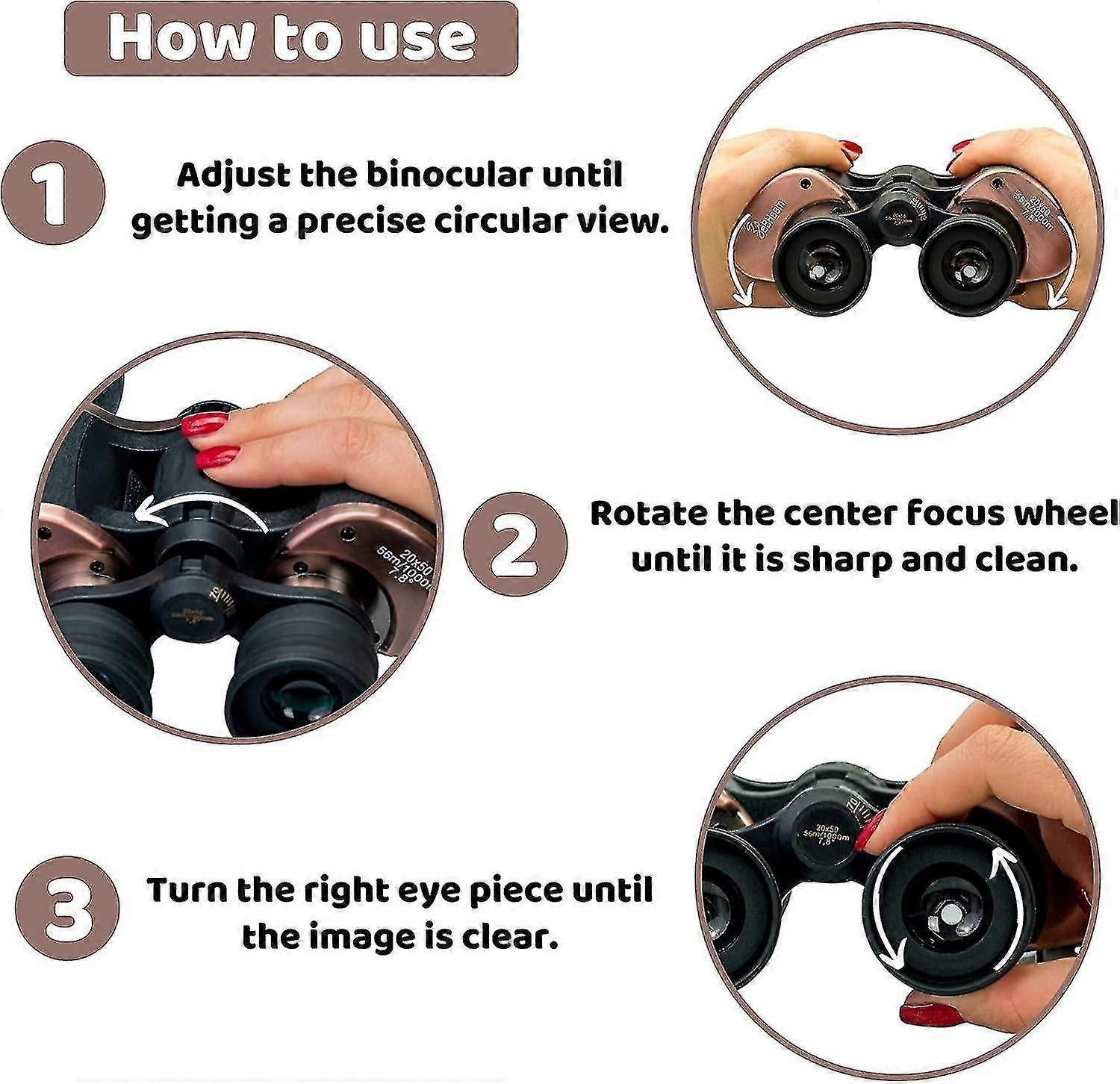 20x50 Compact Binoculars with Strap High Power Outdoor Telescope V1263-JX-4157