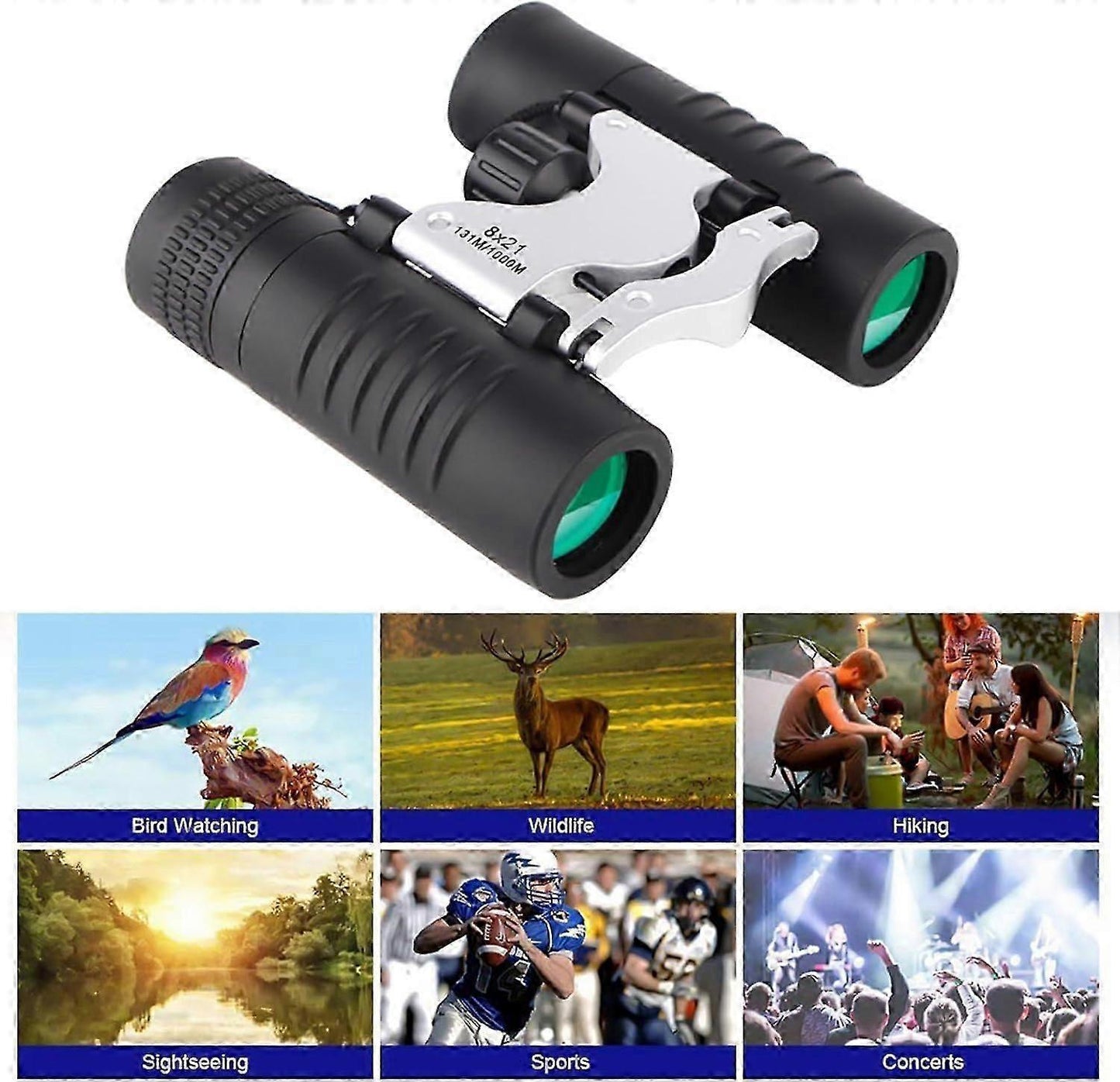8x21 HD Binoculars for Adults and Babies Waterproof Easy Focus Compact Binoculars V1263-JX-4162