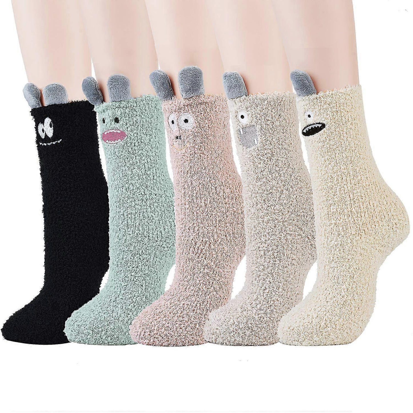 5 Pairs Fluffy Bed Socks for Women Winter Warm Cuddly Christmas Socks V1263-JX-4187