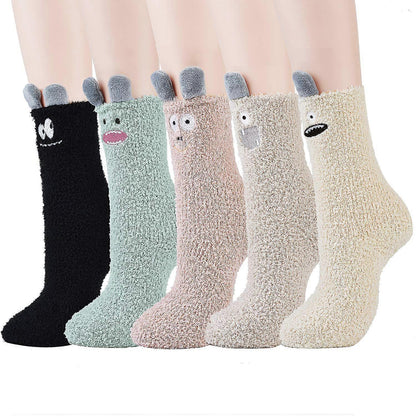 5 Pairs Fluffy Bed Socks for Women Winter Warm Cuddly Christmas Socks V1263-JX-4187