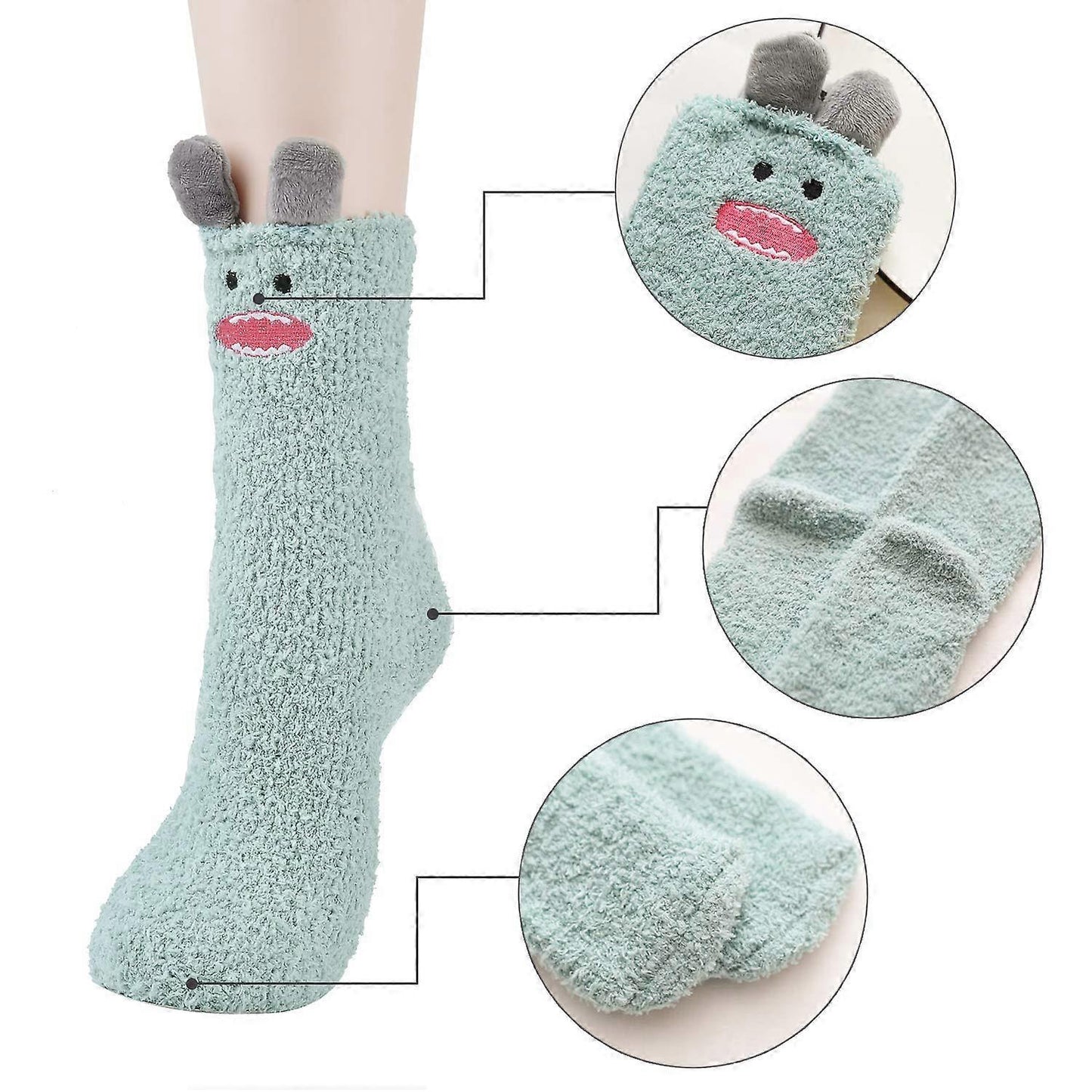 5 Pairs Fluffy Bed Socks for Women Winter Warm Cuddly Christmas Socks V1263-JX-4187