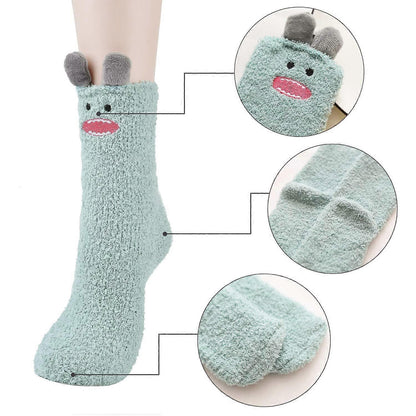 5 Pairs Fluffy Bed Socks for Women Winter Warm Cuddly Christmas Socks V1263-JX-4187