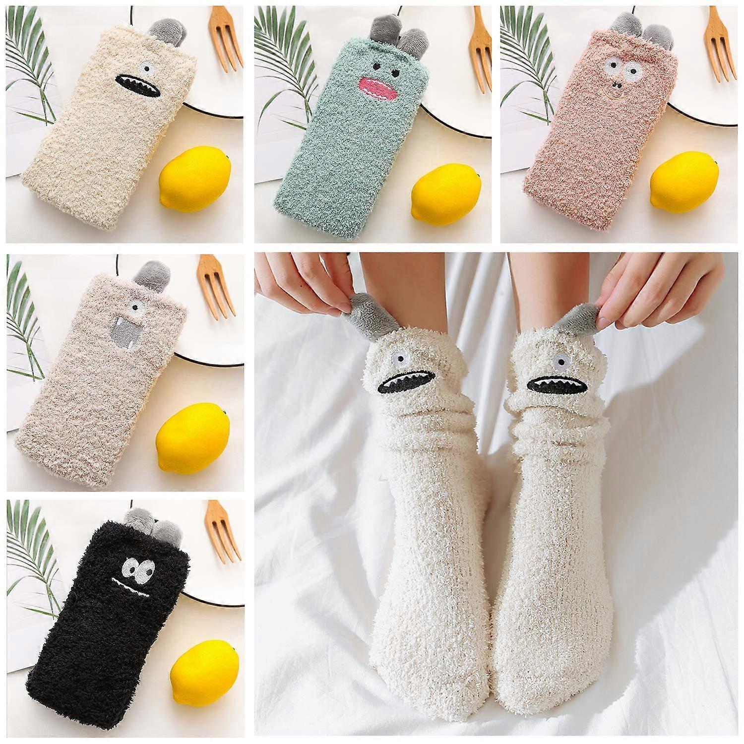5 Pairs Fluffy Bed Socks for Women Winter Warm Cuddly Christmas Socks V1263-JX-4187