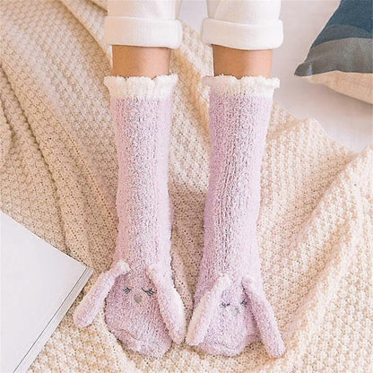 Women's Coral Velvet Fluffy Bed Socks Thick Plush Winter Home Sleeping Socks V1263-JX-4191