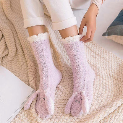 Women's Coral Velvet Fluffy Bed Socks Thick Plush Winter Home Sleeping Socks V1263-JX-4191