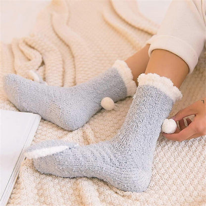 Thick Plush Coral Velvet Fluffy Sleeping Socks for Winter Home Wear - Women V1263-JX-4192
