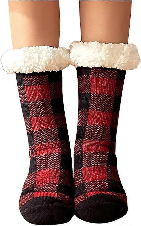 Women's Non-Slip Fluffy House Socks Thick Knitted Bed Socks Winter Warm Plush Socks V1263-JX-4193
