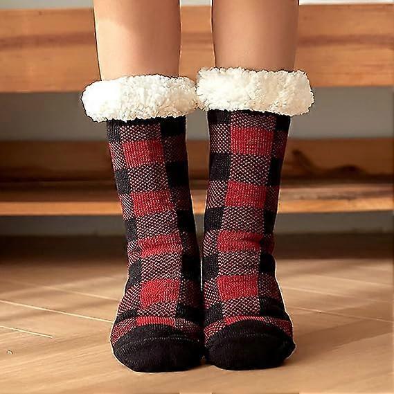 Women's Non-Slip Fluffy House Socks Thick Knitted Bed Socks Winter Warm Plush Socks V1263-JX-4193
