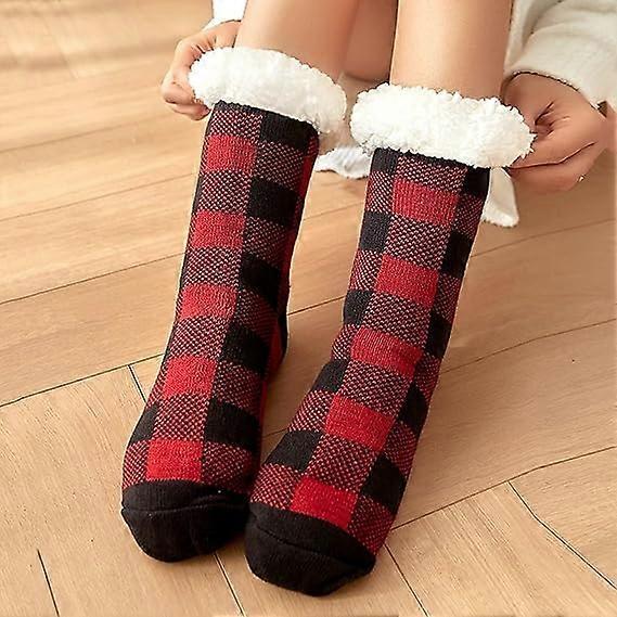 Women's Non-Slip Fluffy House Socks Thick Knitted Bed Socks Winter Warm Plush Socks V1263-JX-4193