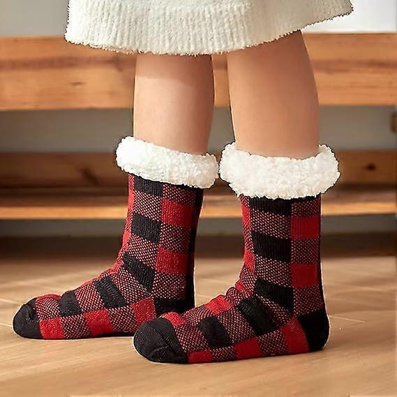 Women's Non-Slip Fluffy House Socks Thick Knitted Bed Socks Winter Warm Plush Socks V1263-JX-4193