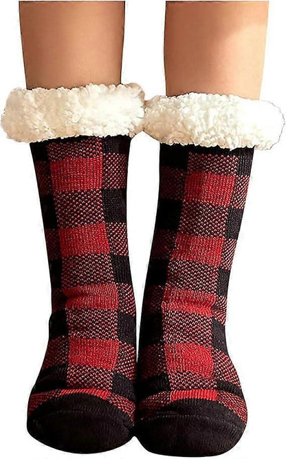 Women's Non-Slip Fluffy House Socks Thick Knitted Bed Socks Winter Warm Plush Socks V1263-JX-4193