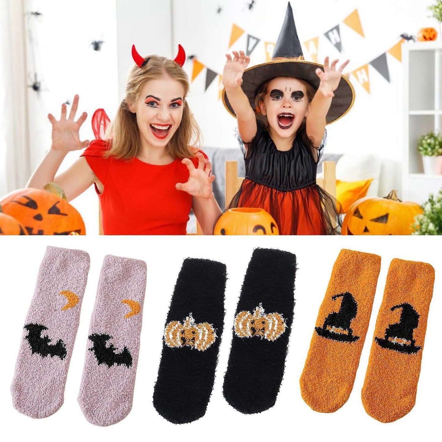 Women's Fuzzy Plush Socks Thick Winter Bed Slipper Socks Cozy Warm - White V1263-JX-4195