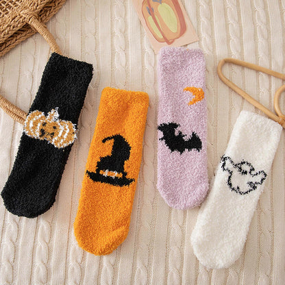 Women's Fuzzy Plush Socks Thick Winter Bed Slipper Socks Cozy Warm - White V1263-JX-4195
