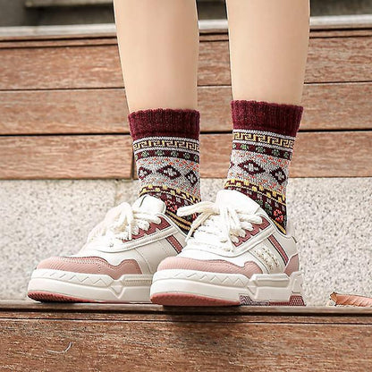 5 Pairs Wool Socks for Women Boot Crew Cozy Soft Warm Winter Socks V1263-JX-4204