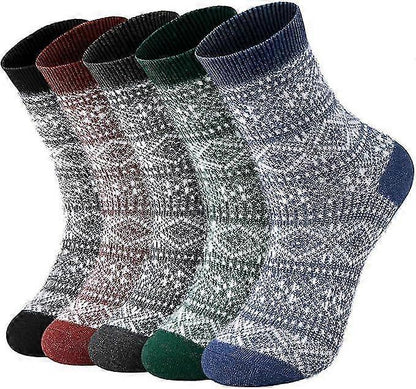 Wool Socks for Women 5 Pairs Warm Boot Crew Cozy Winter Soft Socks Set V1263-JX-4205
