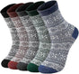Wool Socks for Women 5 Pairs Warm Boot Crew Cozy Winter Soft Socks Set V1263-JX-4205