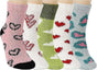5 Pairs Fluffy Coral Fleece Socks Women's Slipper Socks Love Pattern V1263-JX-4209