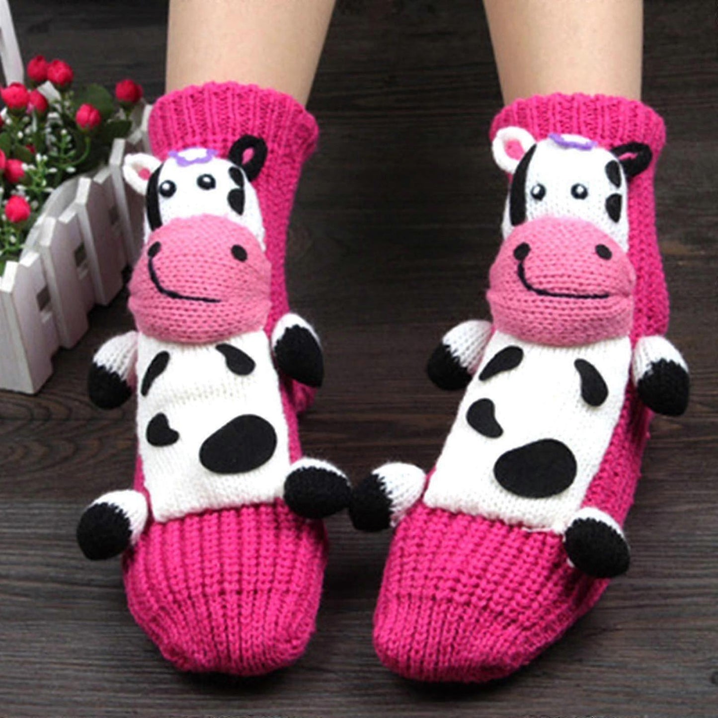 3D Cartoon Wool Christmas Floor Socks Cute Thick Sleep Socks for Winter V1263-JX-4212