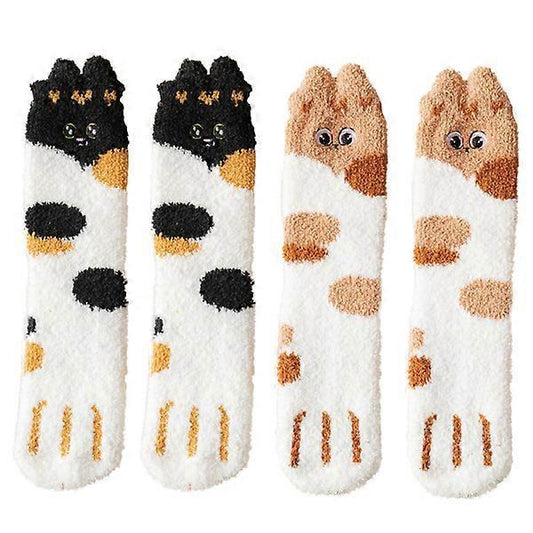 2 Pairs Girls Mid-Calf Winter Socks Cute Warm Soft Casual Socks for Cold Weather V1263-JX-4213