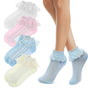 4 Pairs Girls Ruffle Lace Ankle Socks Thin Breathable Boot Dress Socks V1263-JX-4214
